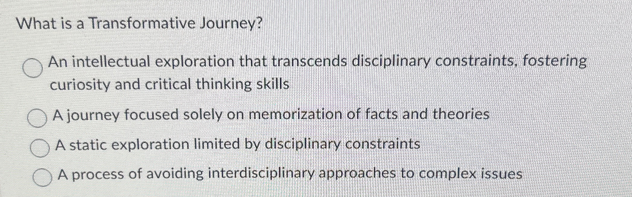  What is a Transformative Journey? An intellectual exploration that transcends disciplinary