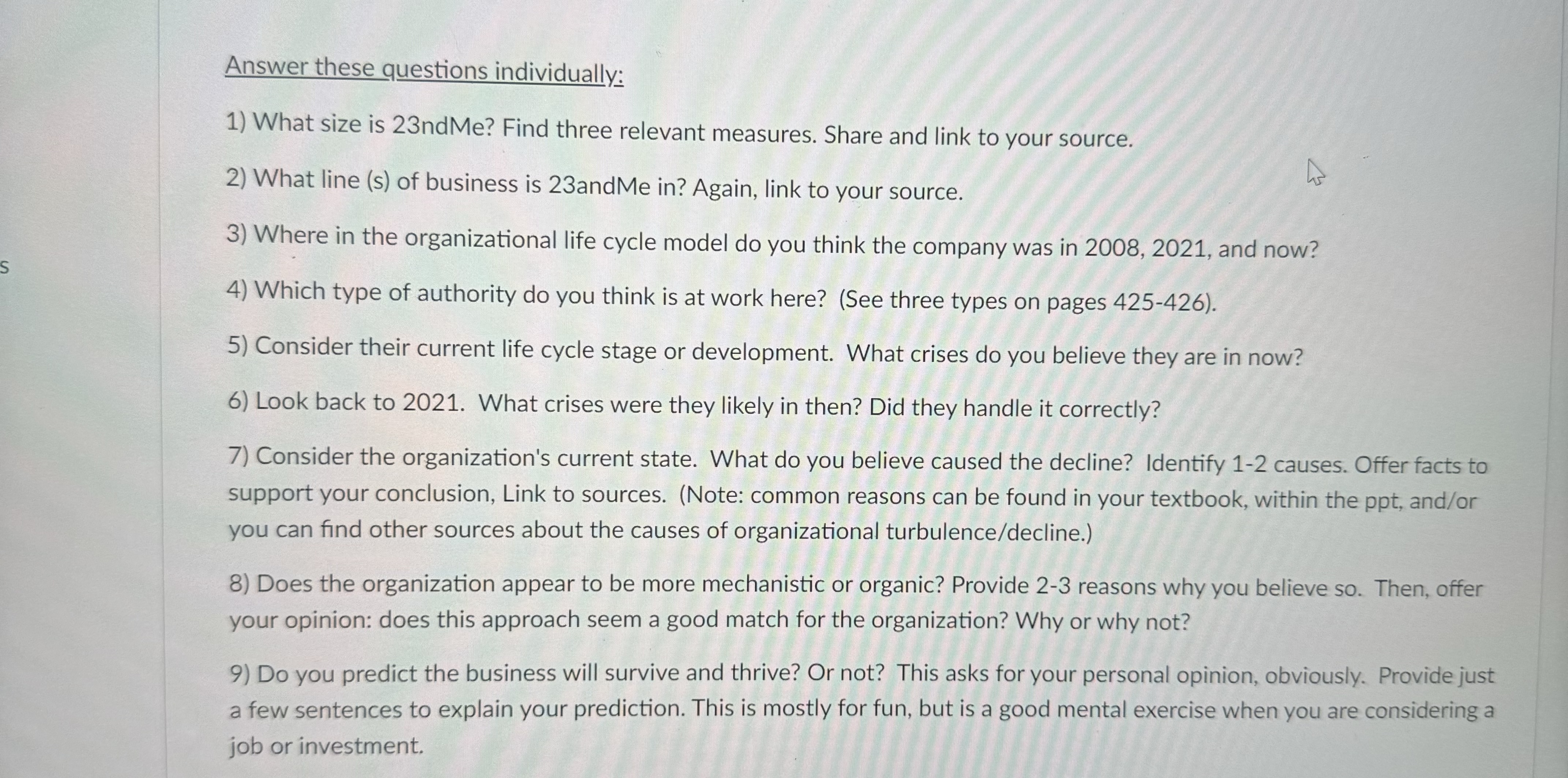  Answer these questions individually: What size is 23ndMe ? Find three