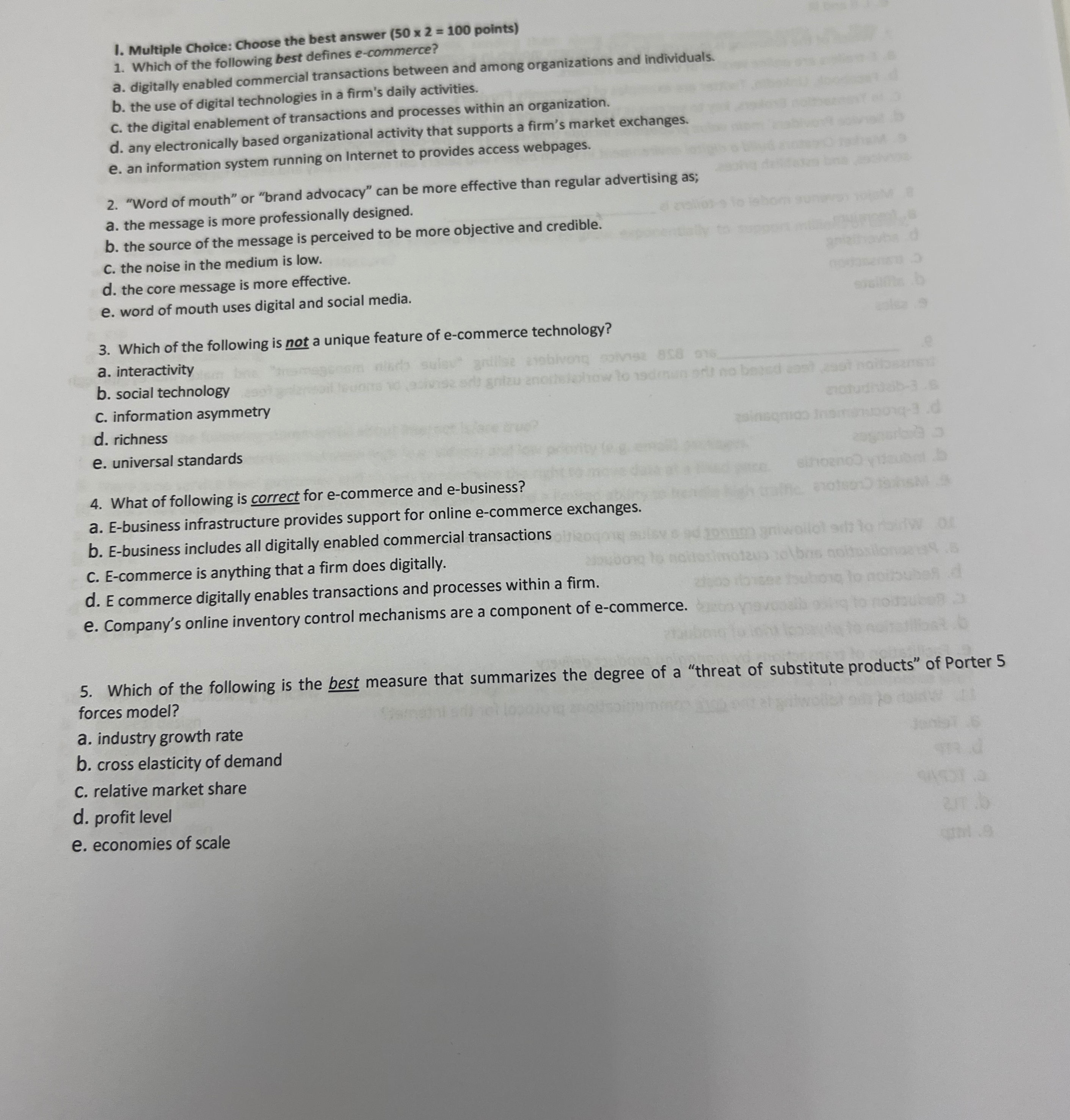  Multiple Choice: Choose the best answer (502=100 points) Which of the