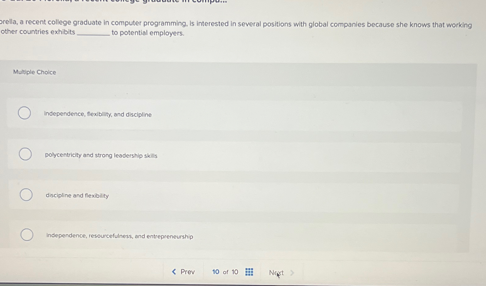  orella, a recent college graduate in computer programming, is interested in