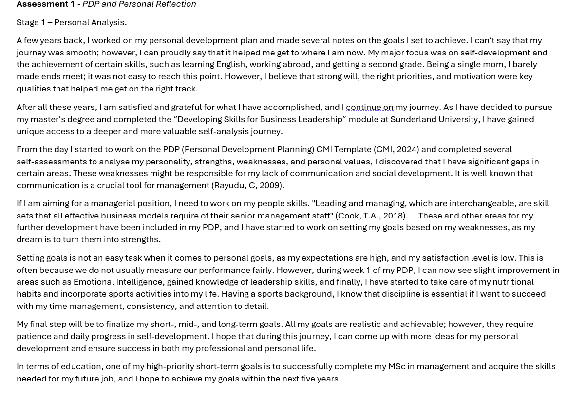  need an expert Assessment 1- PDP and Personal Reflection Stage 1-