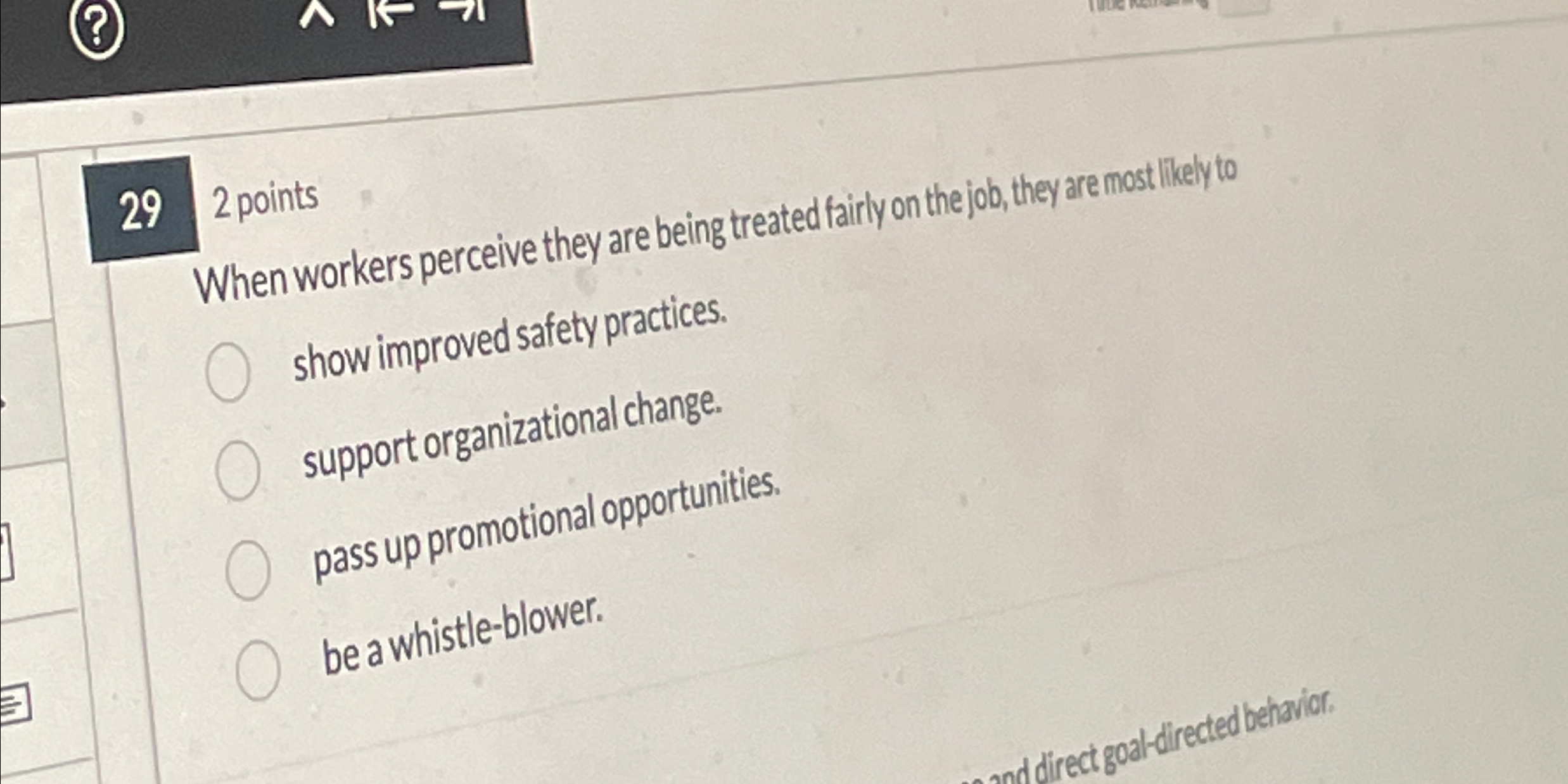  292 points When workers perceive they are being treated fairly on