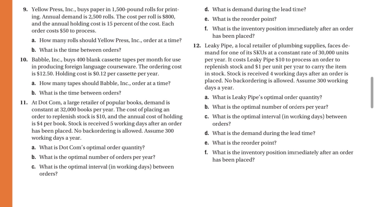  Answer question 11 only ellow Press, Inc., buys paper in 1,500-pound