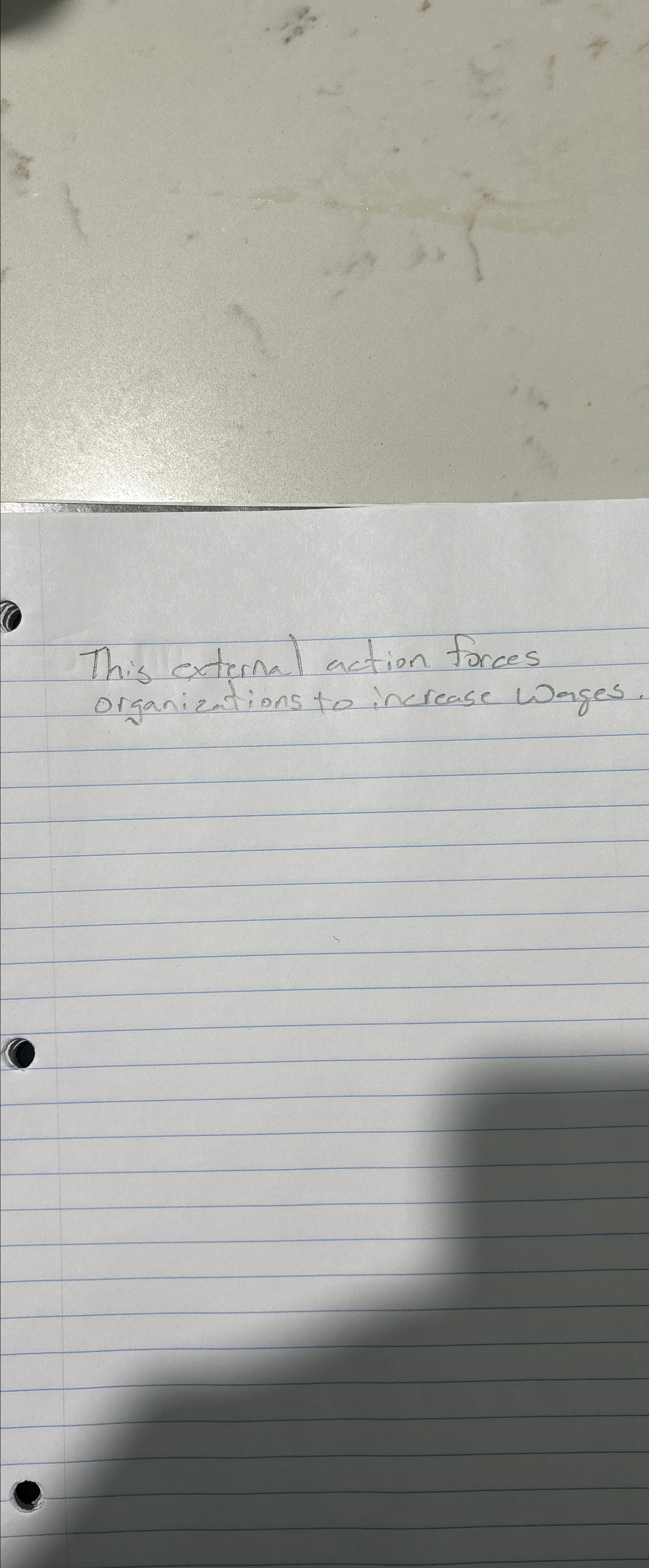  This external action forces organizations to increase wages. 