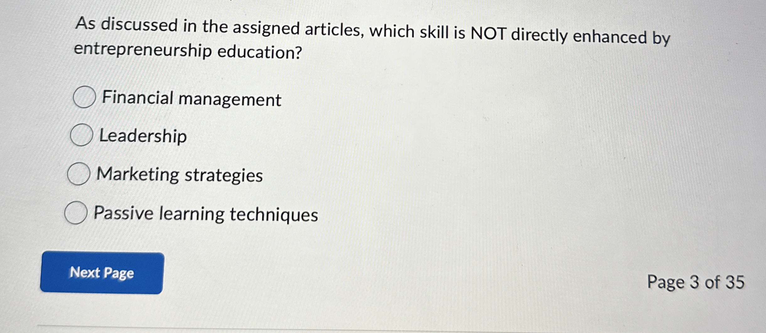  As discussed in the assigned articles, which skill is NOT directly