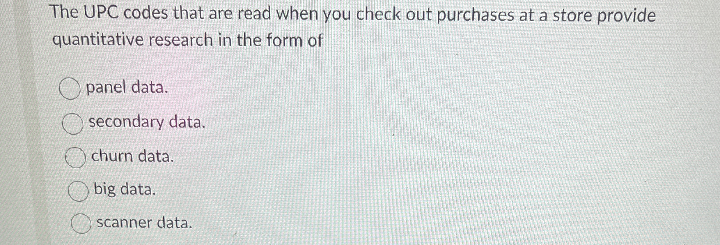  The UPC codes that are read when you check out purchases