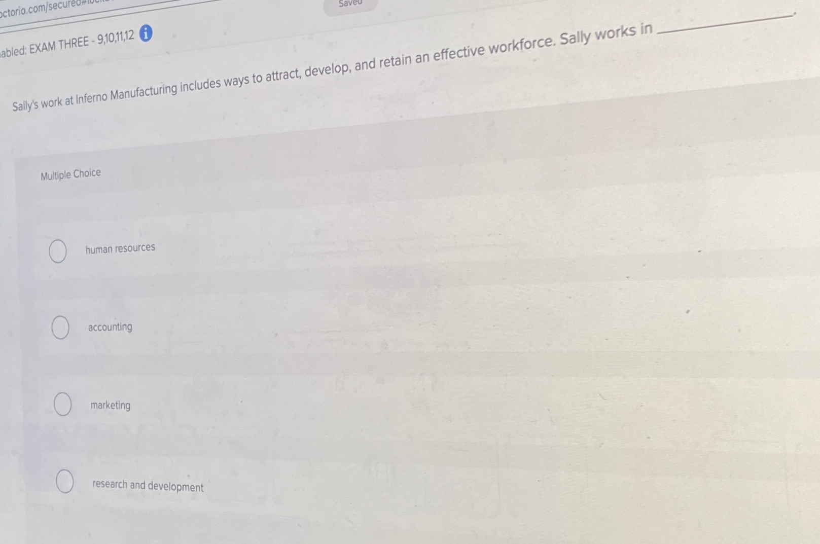  abled: EXAM THREE -9,10,11,12(i) Sally's work at Inferno Manufacturing includes ways