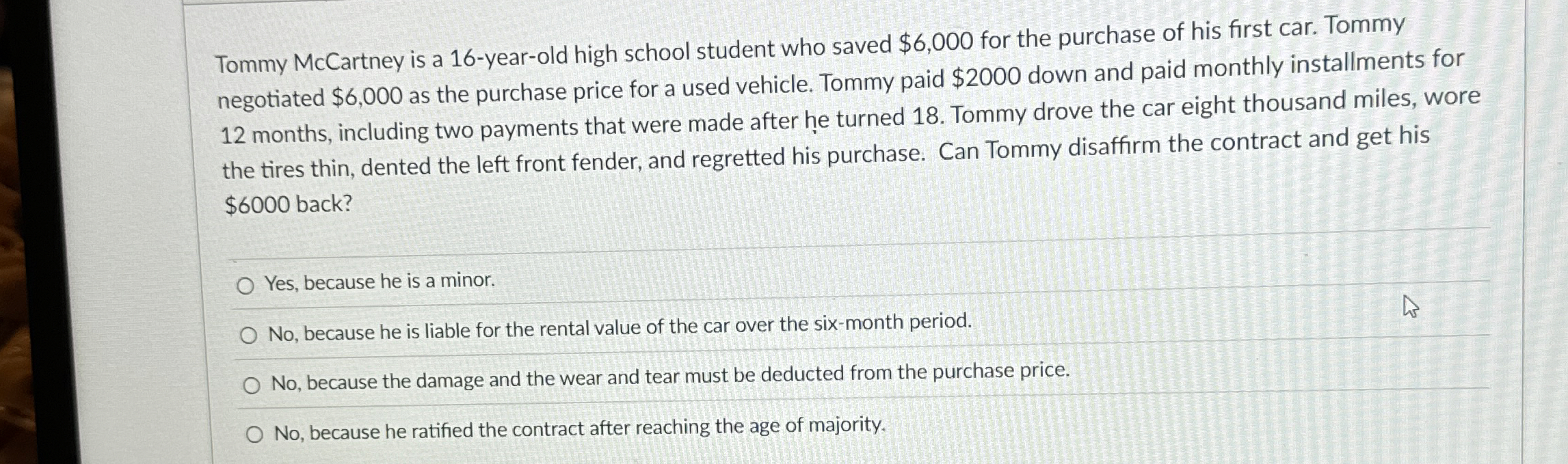  Tommy McCartney is a 16-year-old high school student who saved $6,000