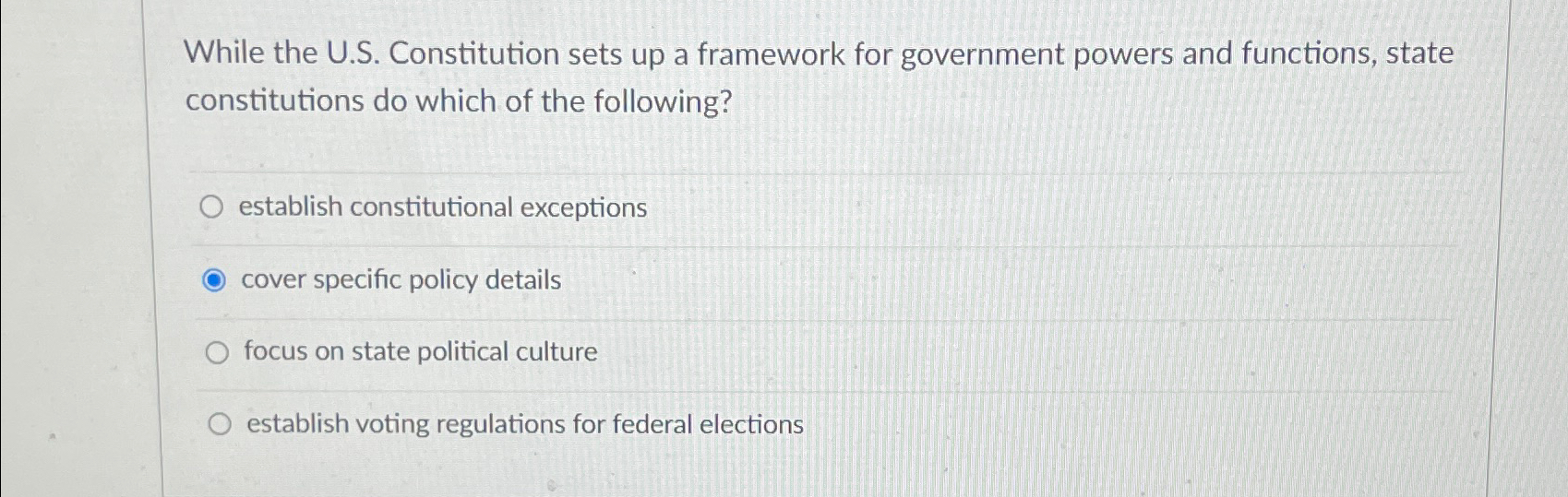  While the U.S. Constitution sets up a framework for government powers