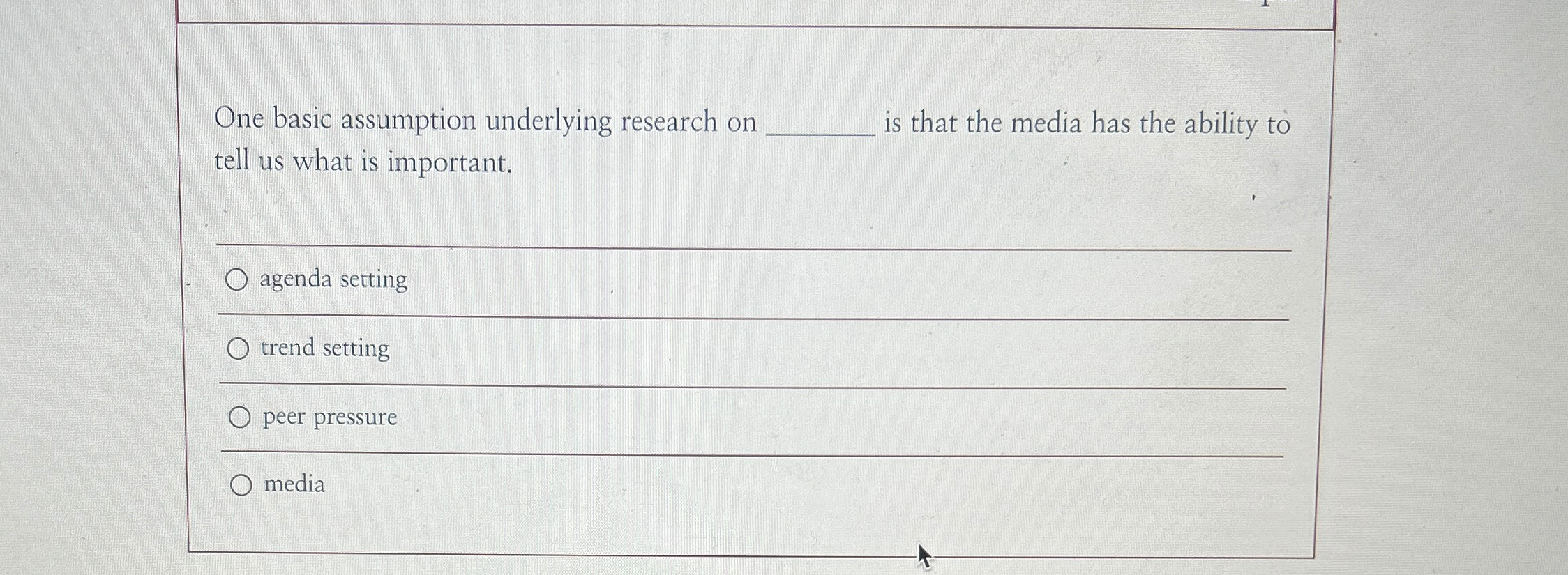  One basic assumption underlying research on is that the media has