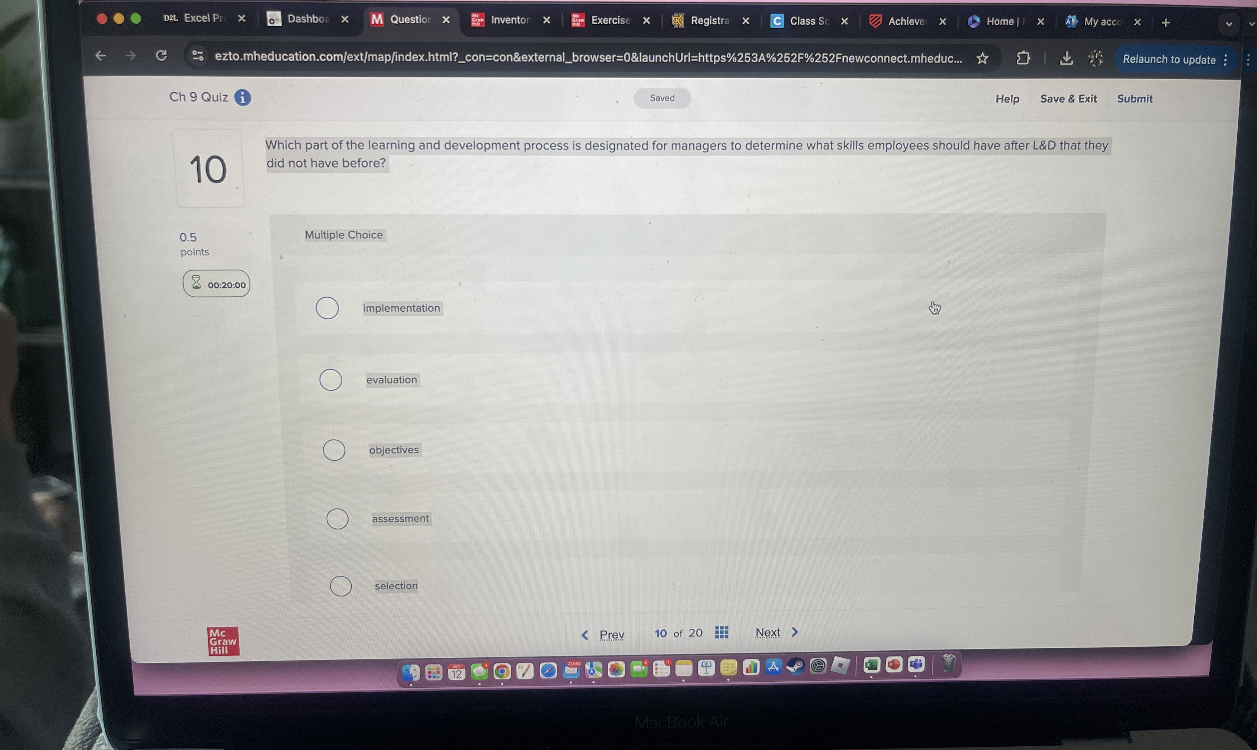  Which part of the learning and development process is designated for