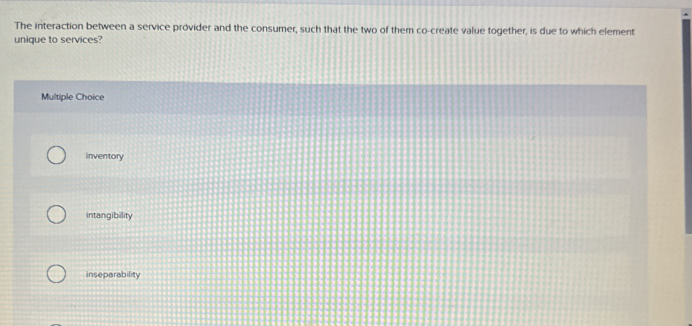  The interaction between a service provider and the consumer, such that