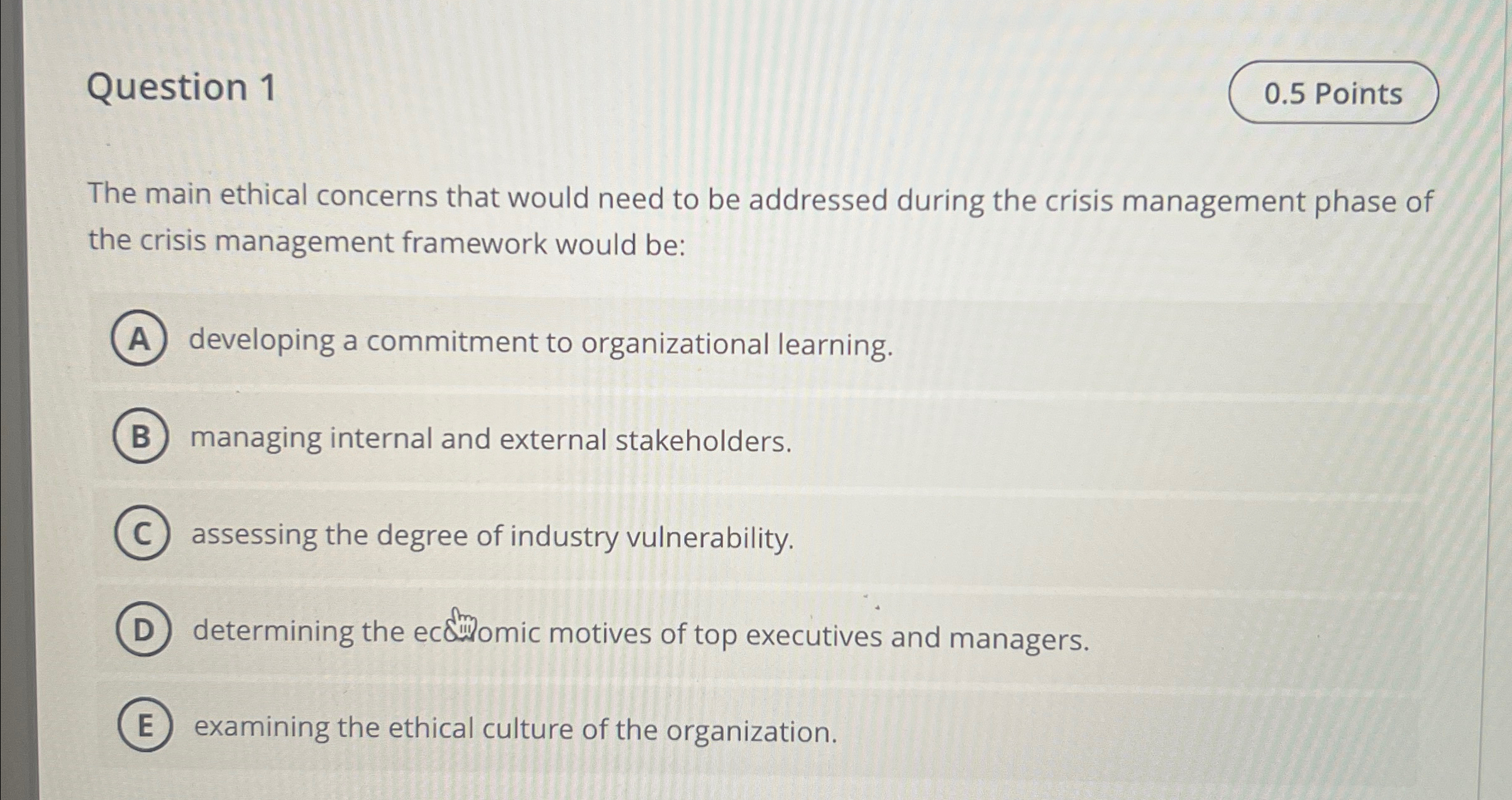 Question 1 The main ethical concerns that would need to be