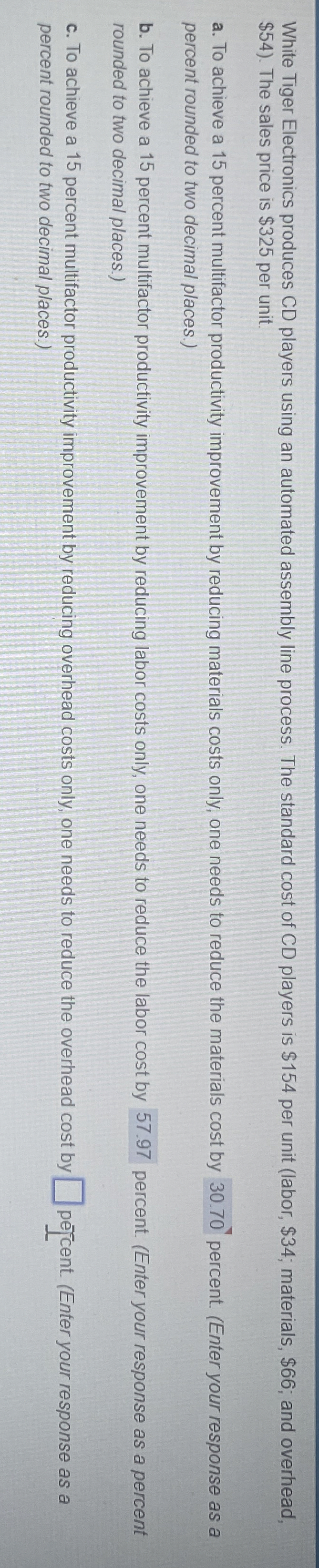  White Tiger Electronics produces CD players using an automated assembly line