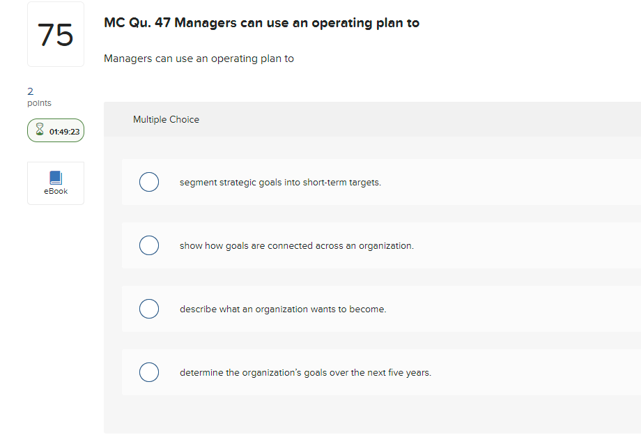  MC Qu.47 Managers can use an operating plan to Managers can