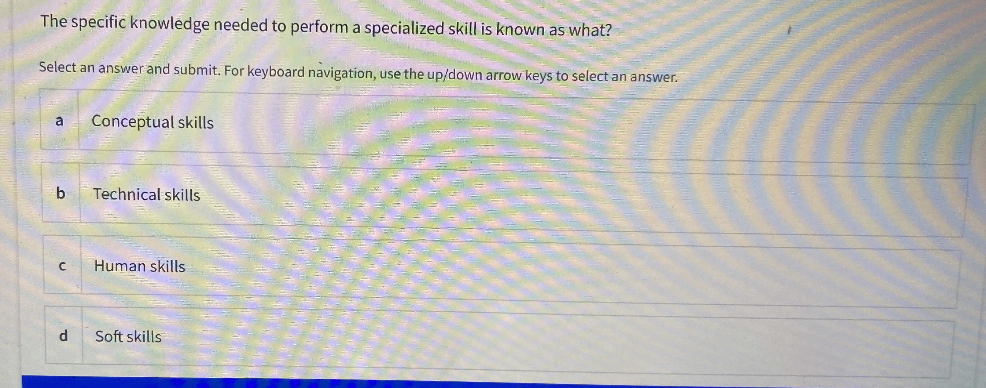  The specific knowledge needed to perform a specialized skill is known