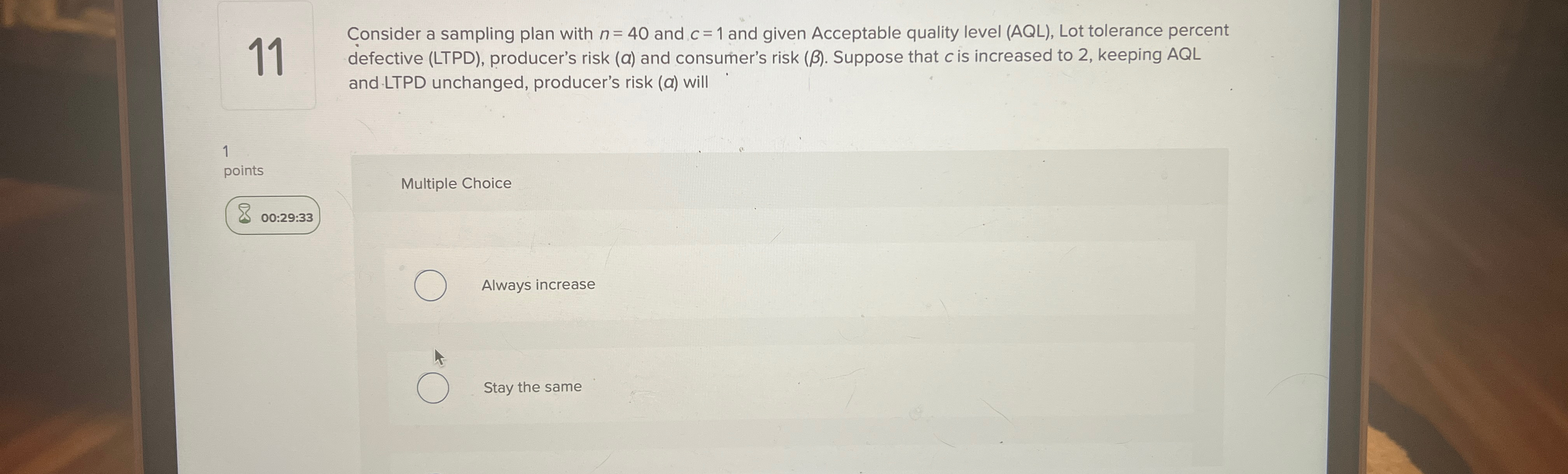  11 Consider a sampling plan with n=40 and c=1 and given