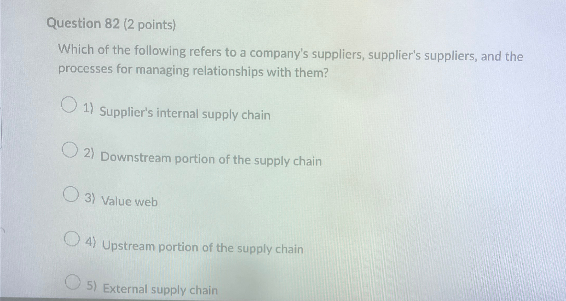 Question 82(2 points) Which of the following refers to a company's