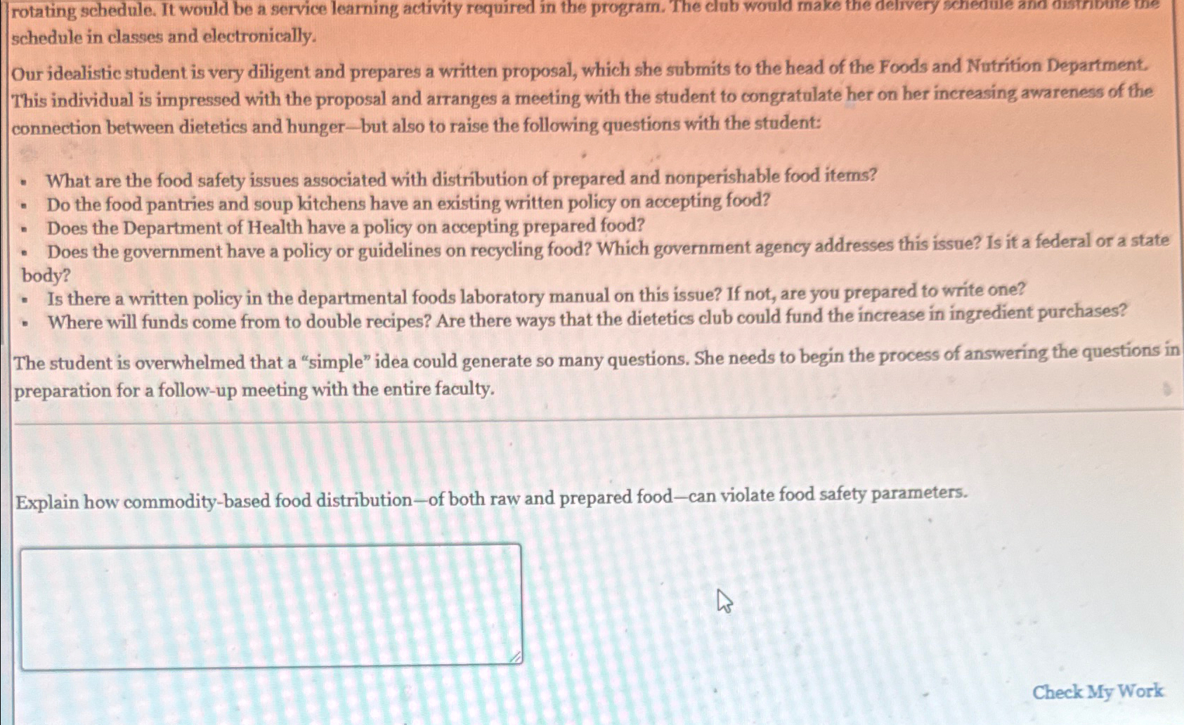  rotating schedule. It would be a service learning activity required in