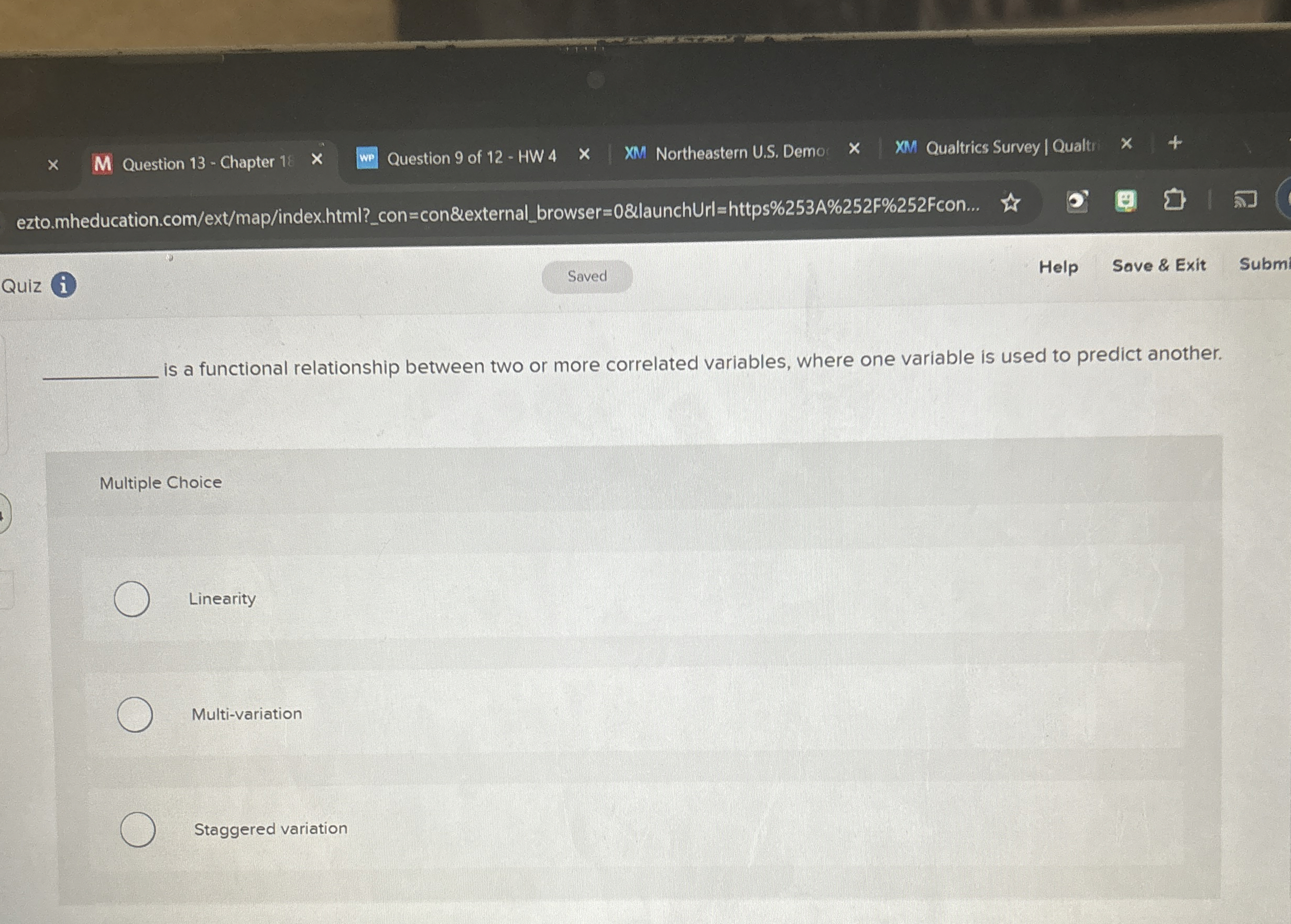  is a functional relationship between two or more correlated variables, where