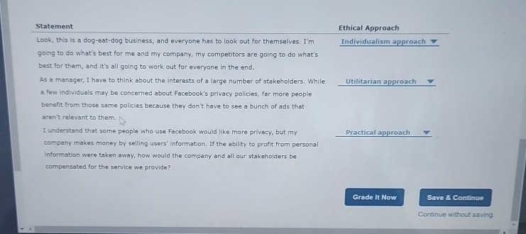  Statement Look, this is a dog-eat-dog business, and everyone has to