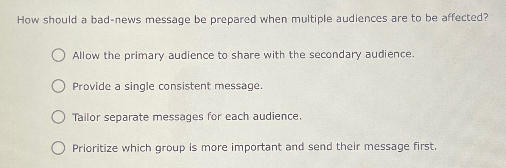  How should a bad-news message be prepared when multiple audiences are