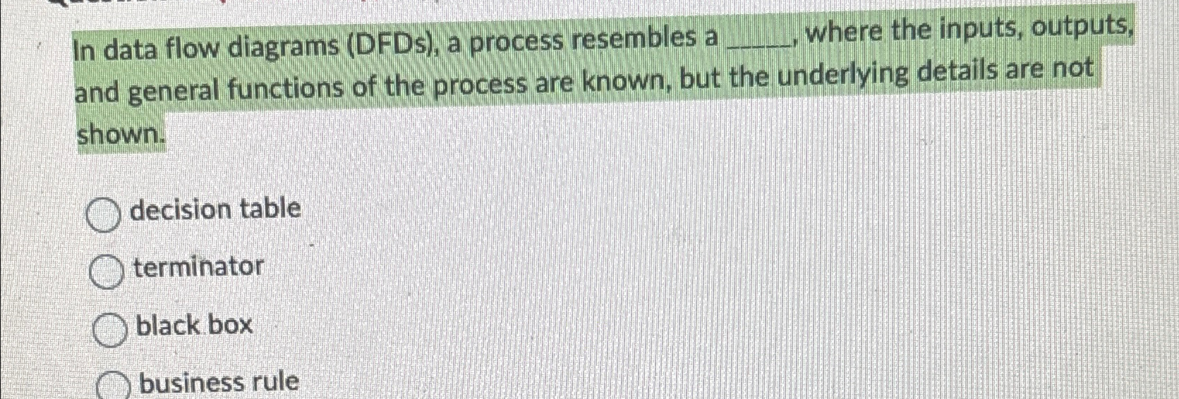  In data flow diagrams (DFDs), a process resembles a q,, where