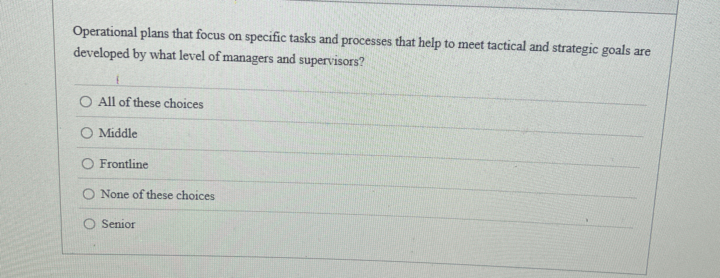  Operational plans that focus on specific tasks and processes that help