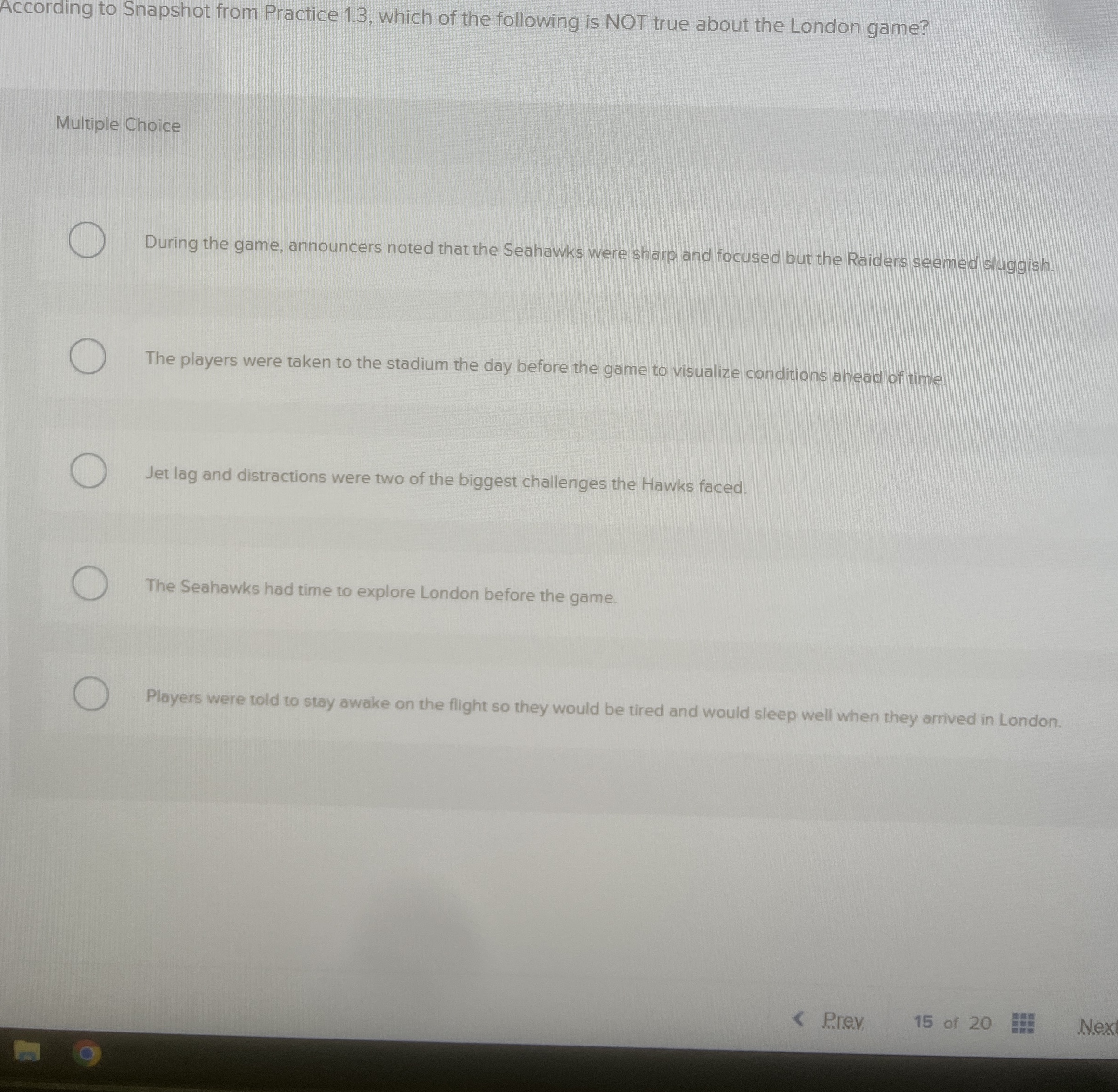  According to Snapshot from Practice 1.3, which of the following is