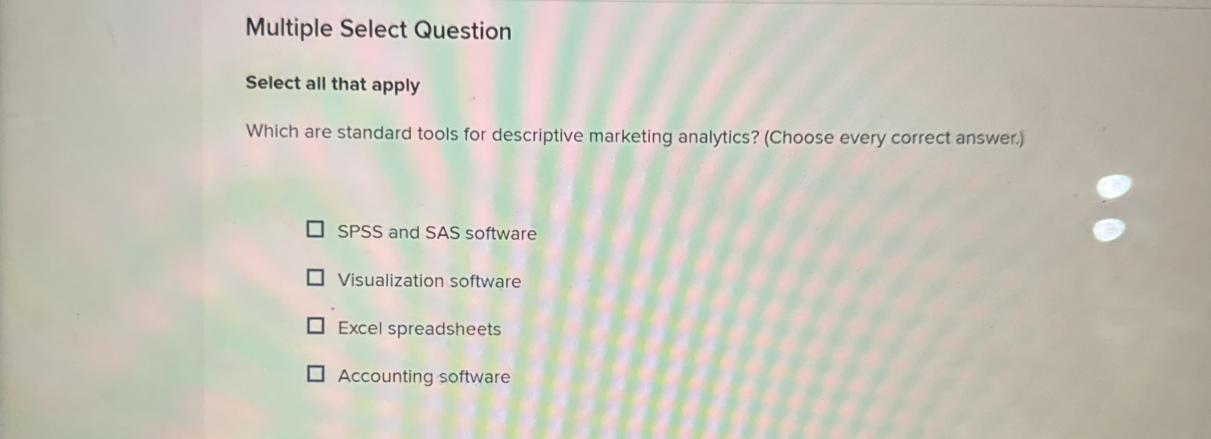  Multiple Select Question Select all that apply Which are standard tools