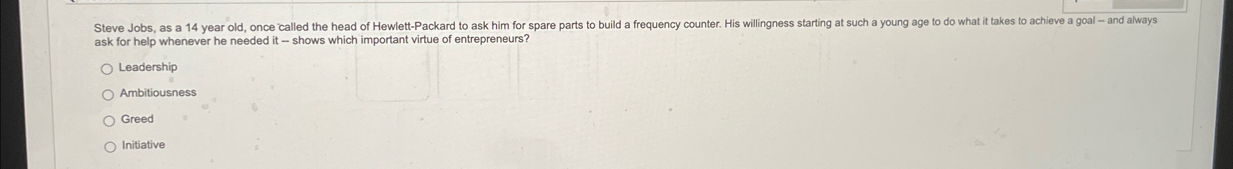  ask for help whenever he needed it - shows which important