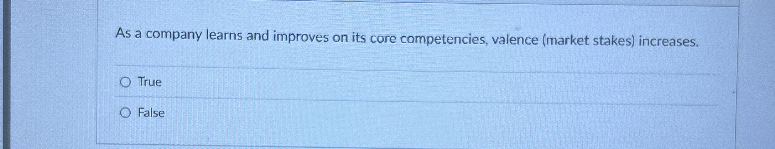  As a company learns and improves on its core competencies, valence