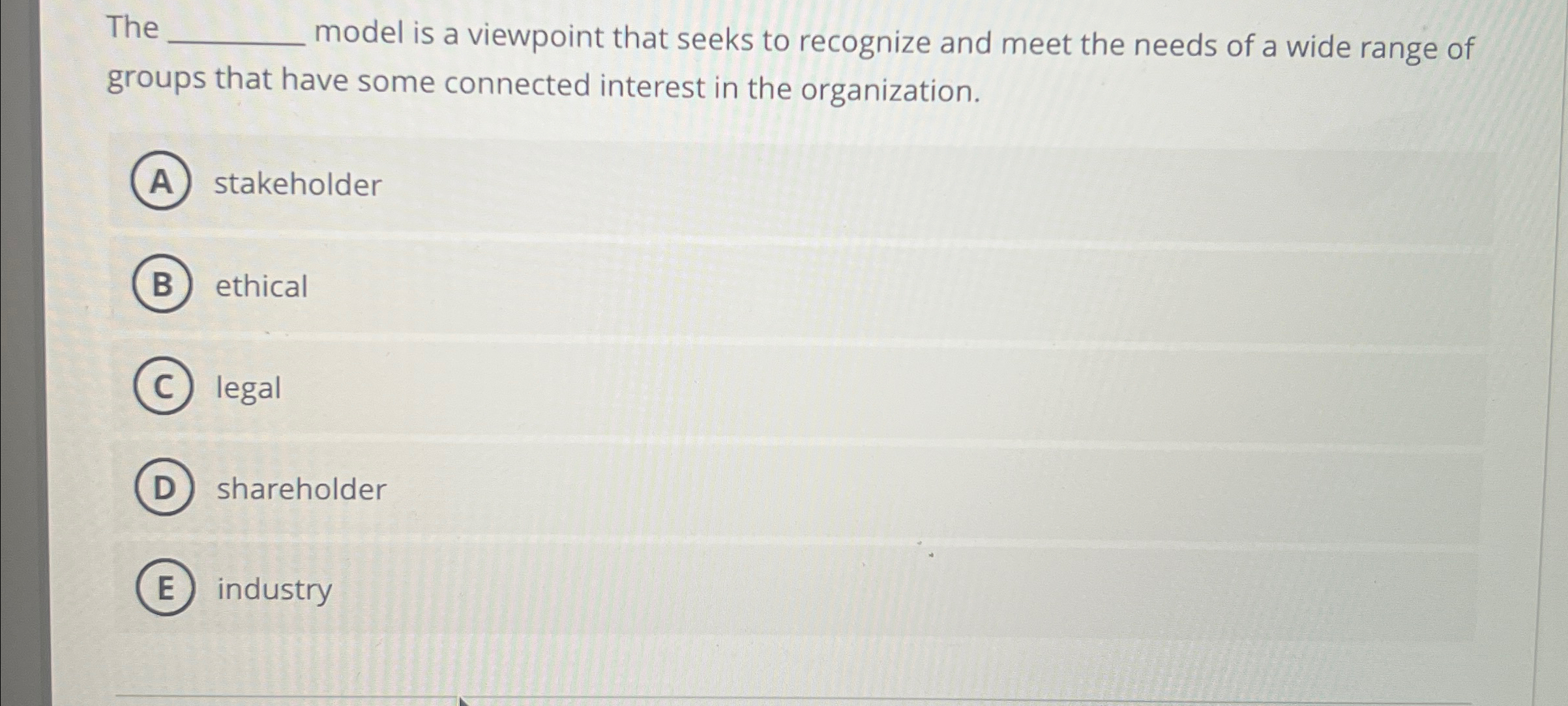  The q, model is a viewpoint that seeks to recognize and