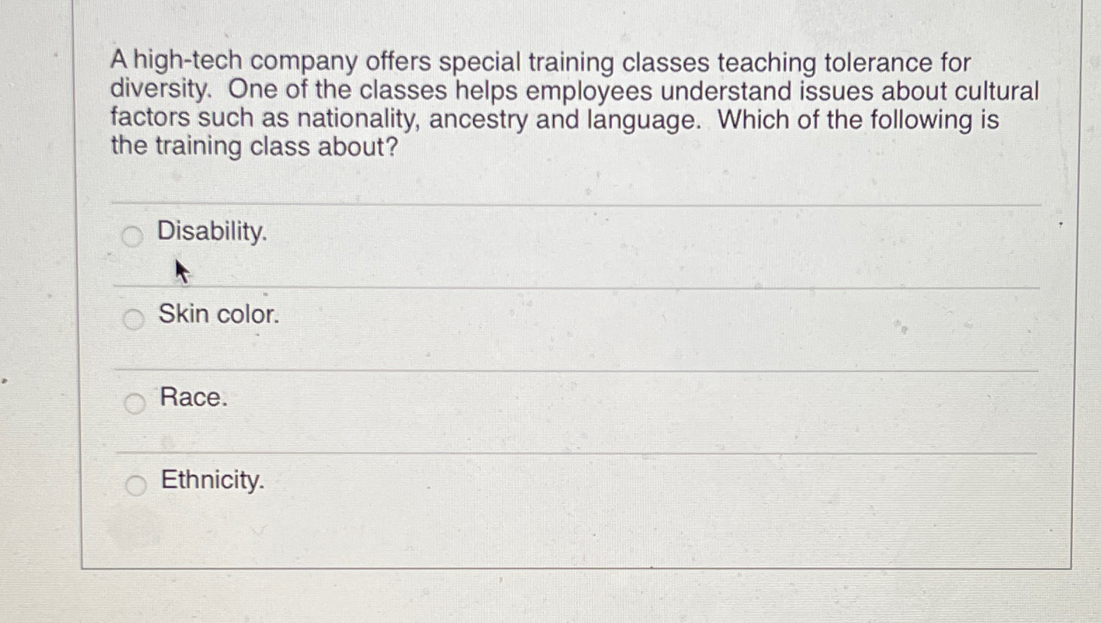  A high-tech company offers special training classes teaching tolerance for diversity.