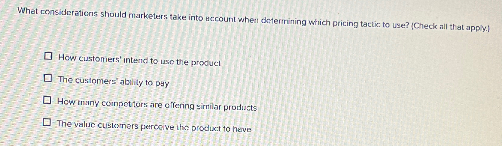  What considerations should marketers take into account when determining which pricing