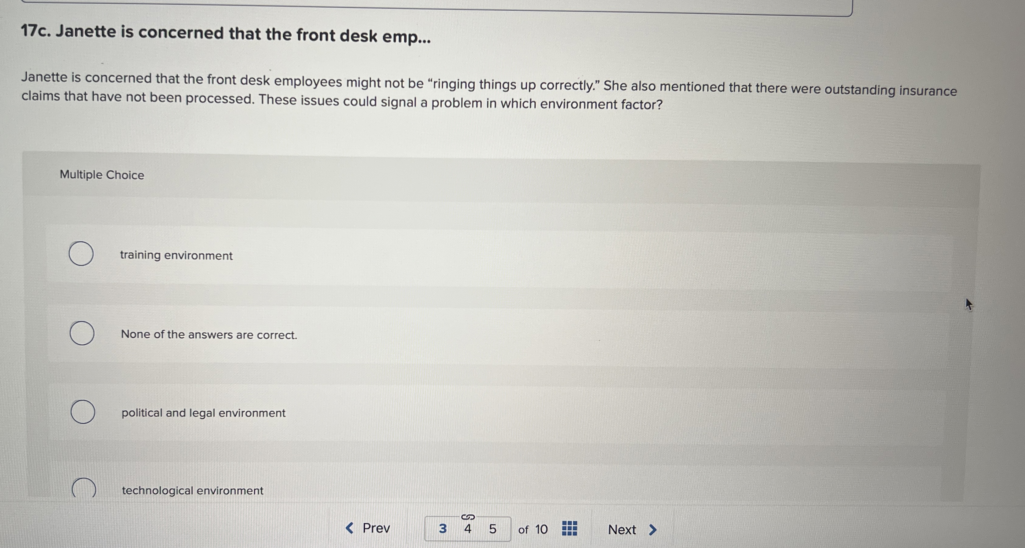  17c. Janette is concerned that the front desk emp... Janette is