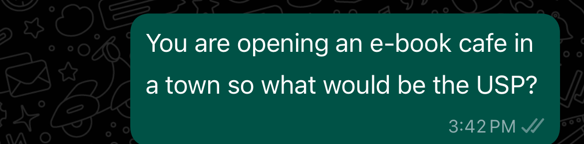  you are opening an e-book cafe so what would be the