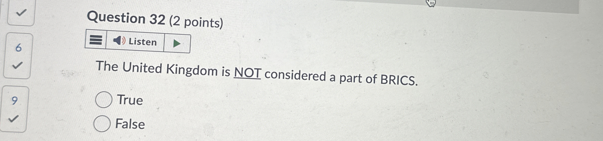  Question 32(2 points) The United Kingdom is NOT considered a part