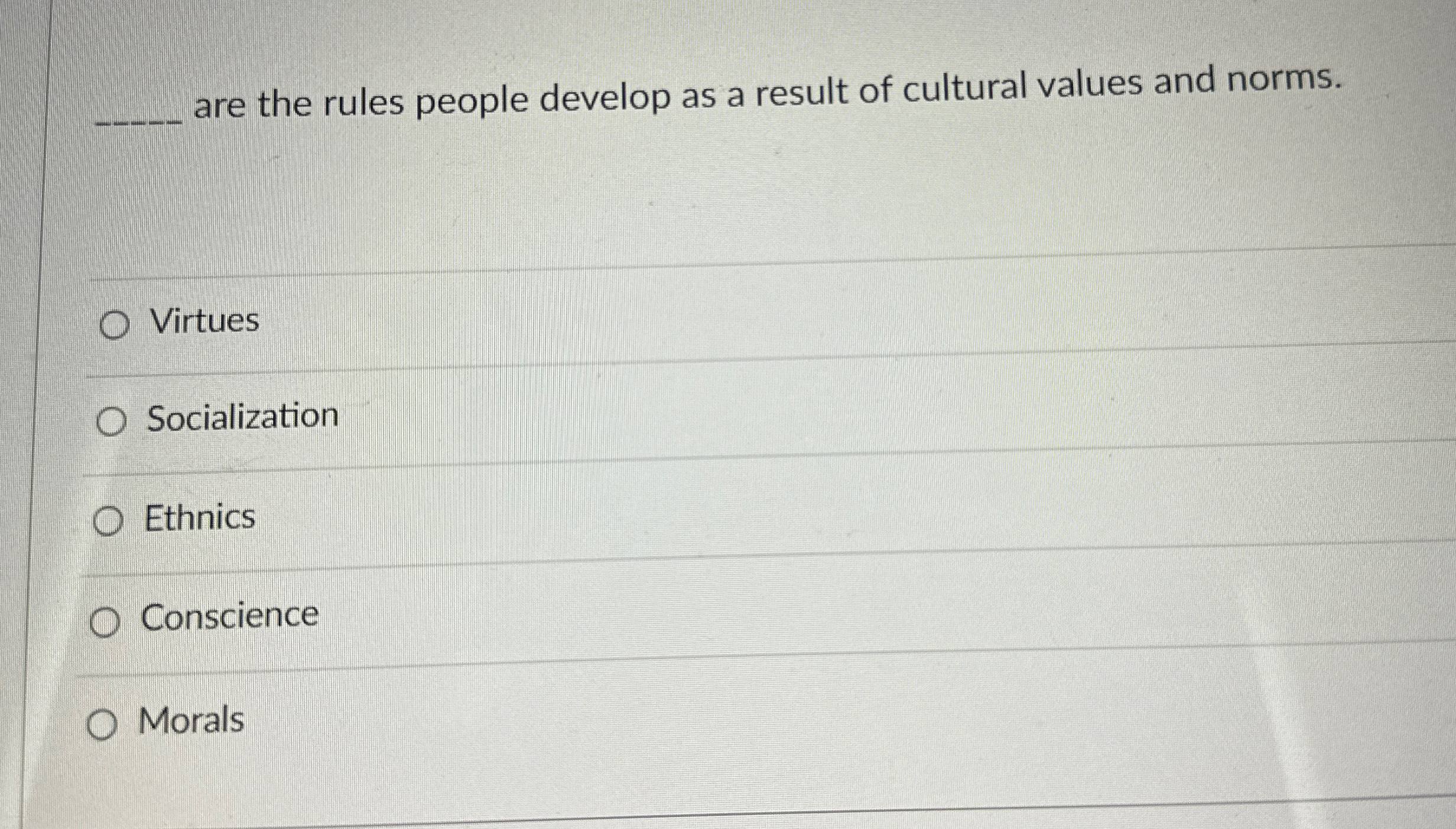  q, are the rules people develop as a result of cultural