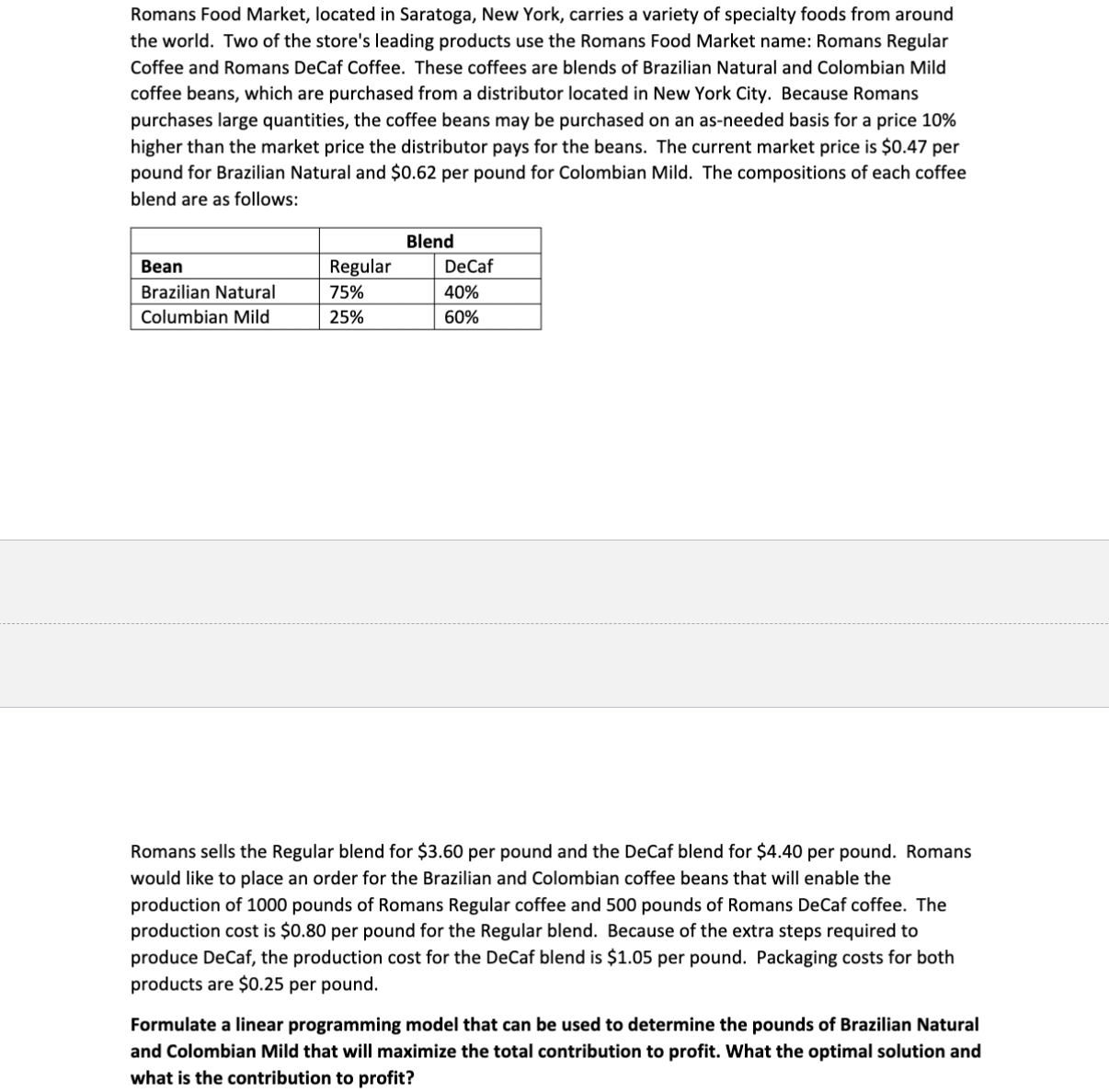  Romans sells the Regular blend for $3.60 per pound and the