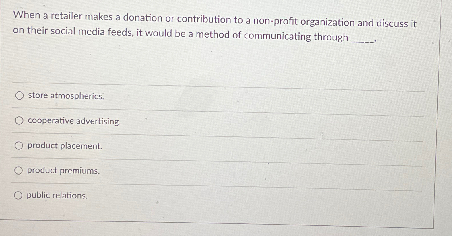  When a retailer makes a donation or contribution to a non-profit