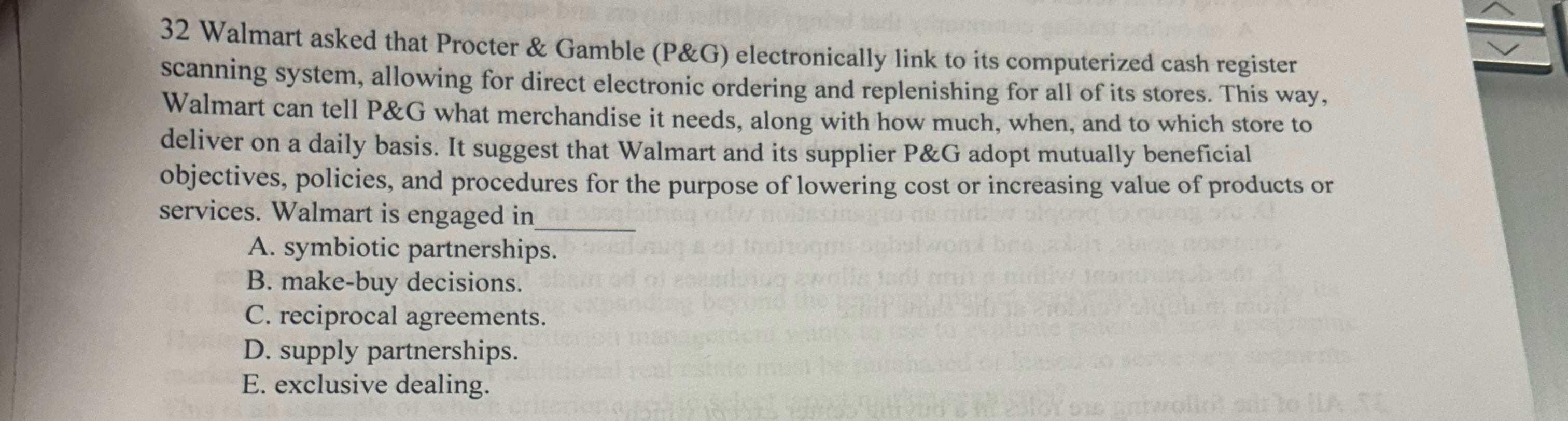  32 Walmart asked that Procter & Gamble (P&G) electronically link to