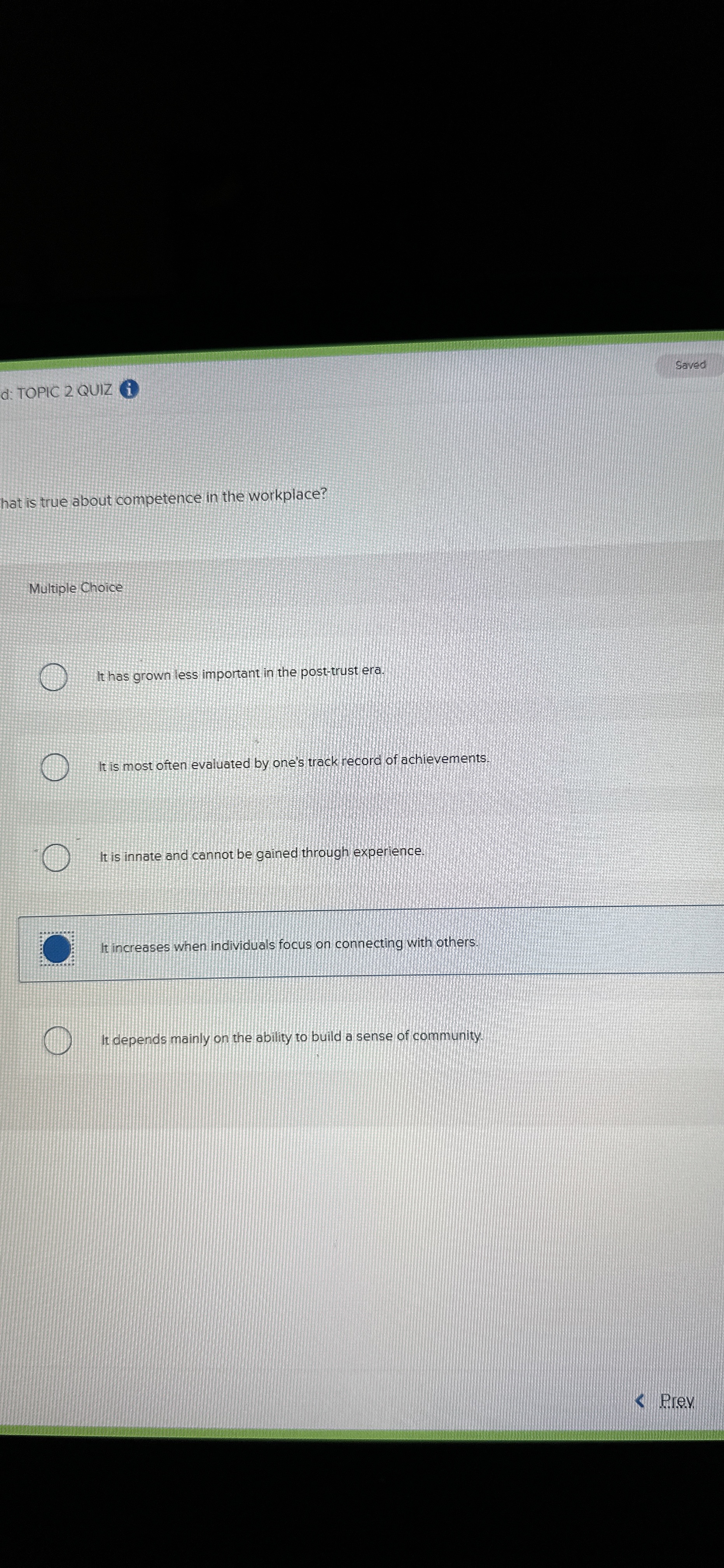  Multiple Choice It has grown less important in the post-trust era.