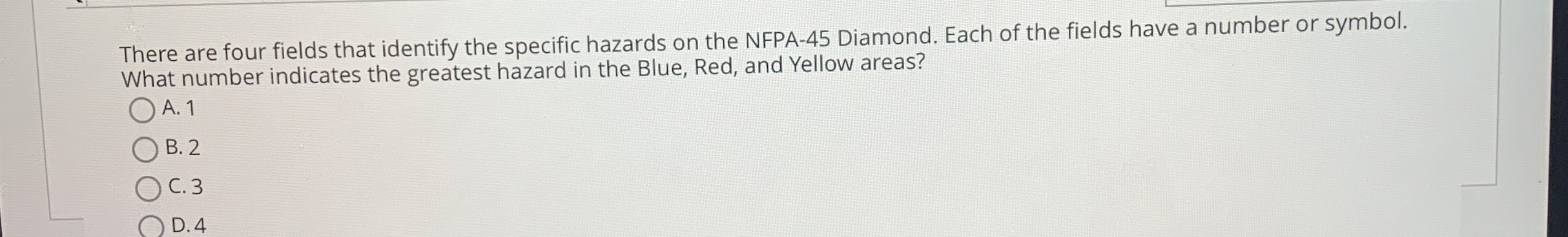  There are four fields that identify the specific hazards on the