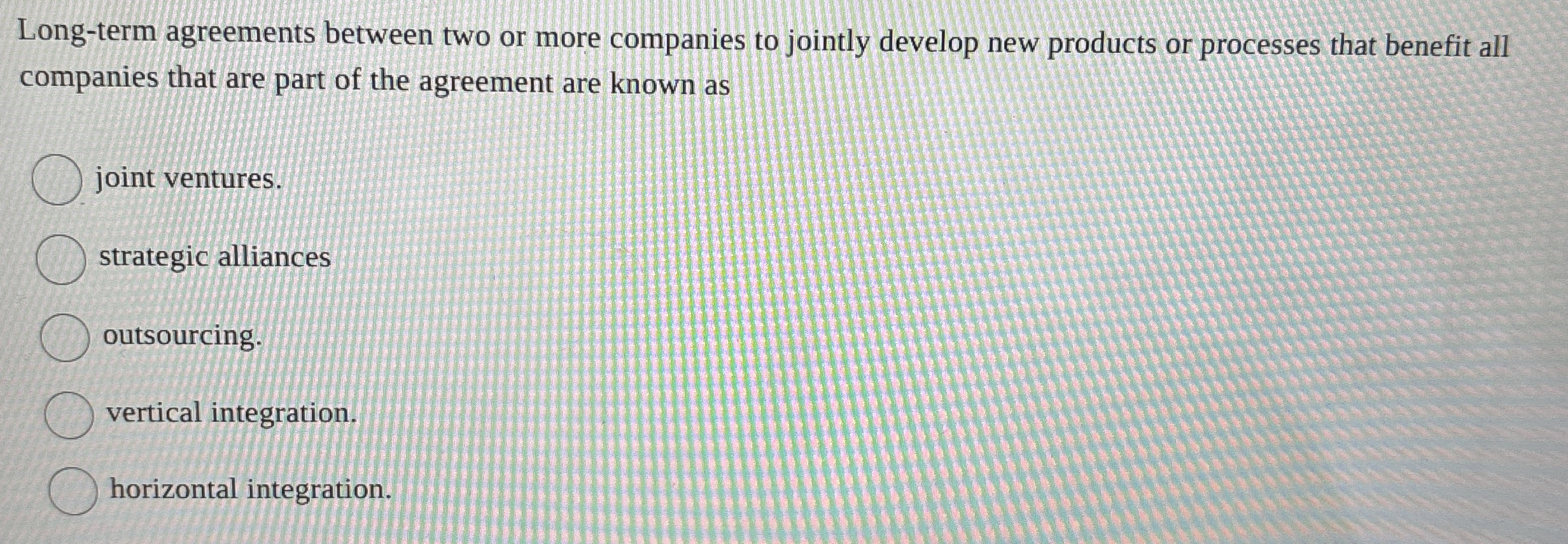  Long-term agreements between two or more companies to jointly develop new