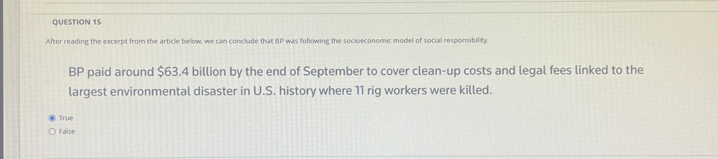  QUESTION 15 After reading the excerpt from the article below, we