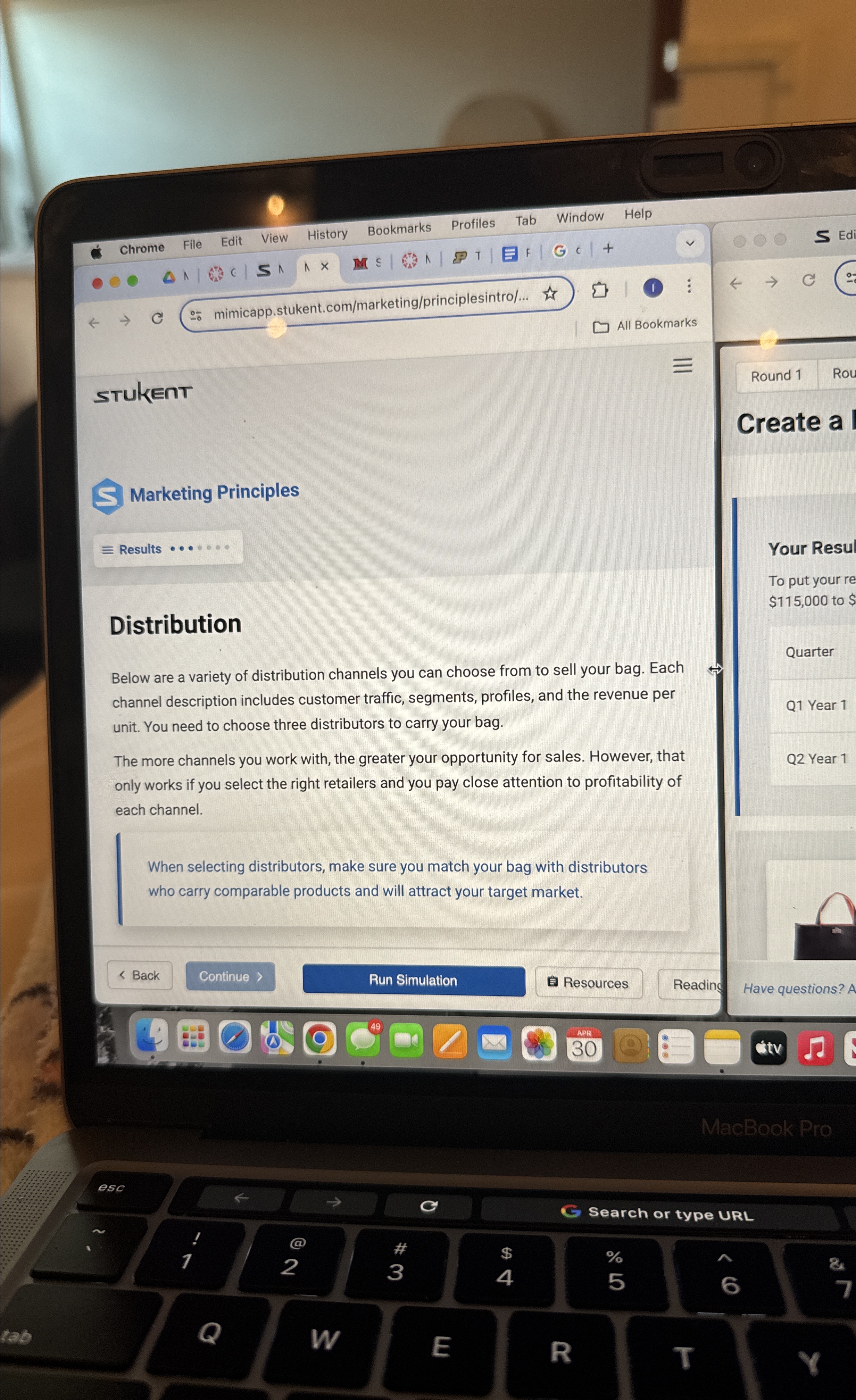  STukEnt Round 1 Rou Marketing Principles Create a Distribution Below are