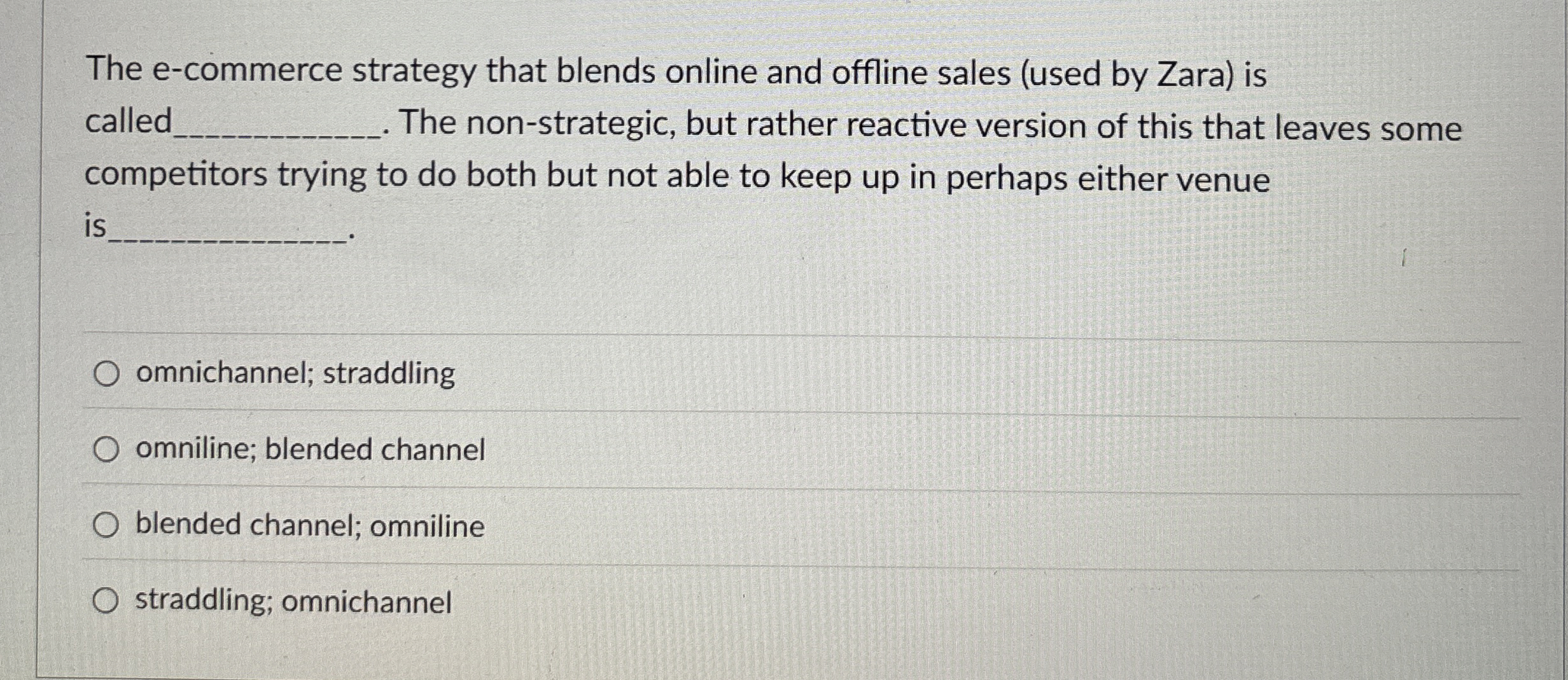  The e-commerce strategy that blends online and offline sales (used by