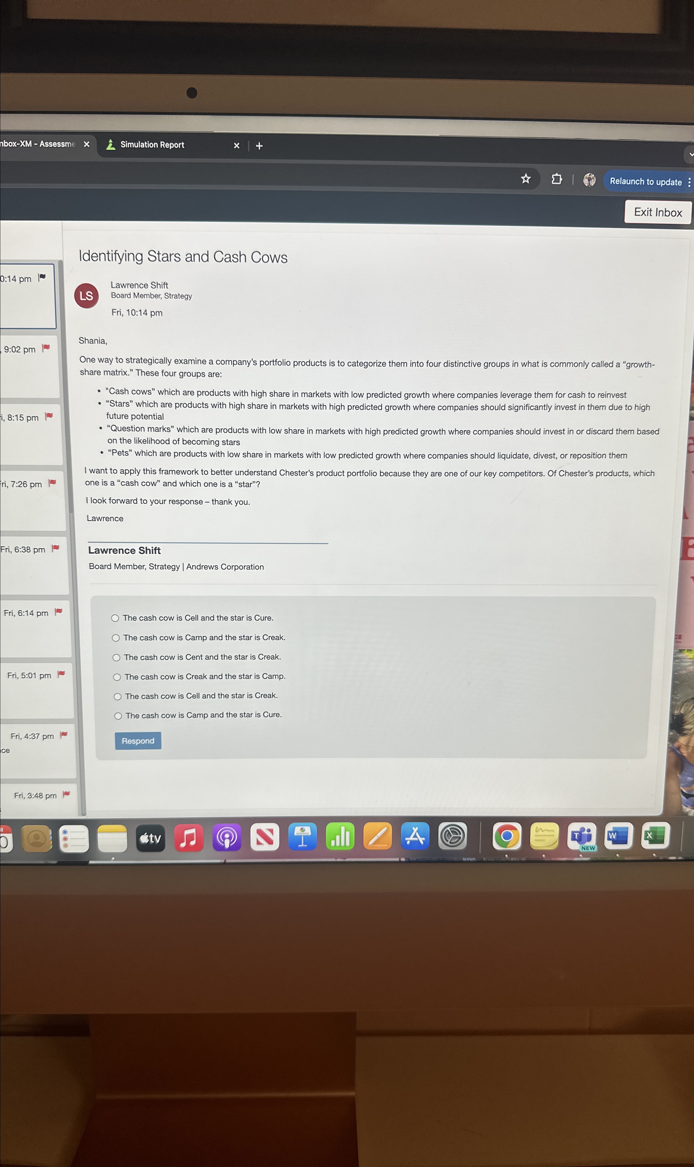  abox-XM - Assessm Simulation Report Relaunch to update : Exit Inbox