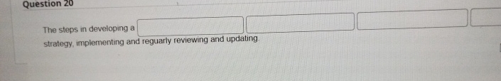  Question 20 The steps in developing a strategy, implementing and reguarly